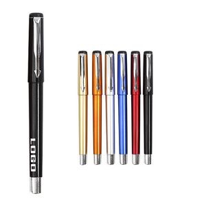 2-in-1 Premium Metallic Signature Stylus Pen w/Arrowhead Pocket Clip & Grip Section