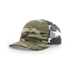 Richardson 862 Multicam Trucker Hat with No Crown Button with Sublimated Patch