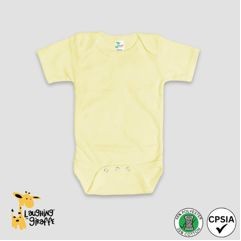 Baby Short Sleeve Bodysuits Pastel Yellow 65% Polyester 35% Cotton- Laughing Giraffe®