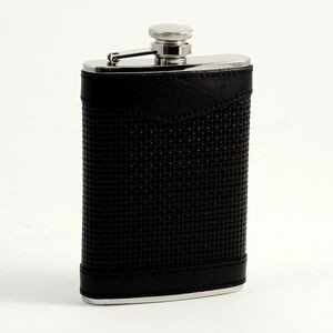 8 Oz. Black Leather Weaved Flask