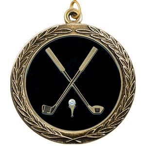 Stock Medal w/ Round Edge & Wreath (Golf General) 2 1/2"