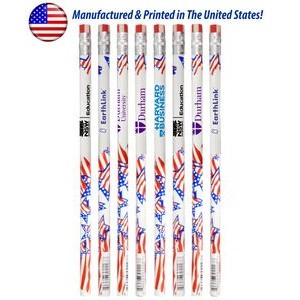 Union Printed, USA Made, Promotional Patriotic Foiled Pencil - #2 graphite lead.