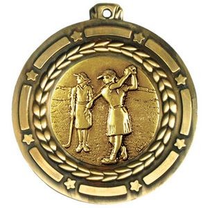 Stock Star Struck Medal (Female Figurine Golf) 3 1/2"