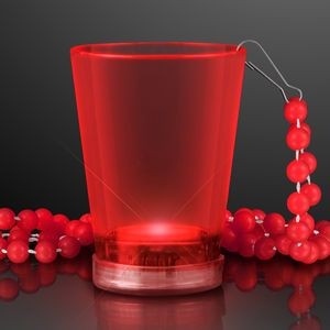 1.5 Oz. Light Up Red Shot Glass w/ Bead Necklace - BLANK