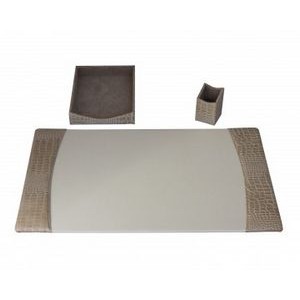 Protacini® Italian Breeze Beige Patent Leather Desk Set (3 Piece)
