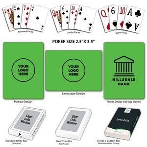 Solid Back Lime Poker Size Playing Cards