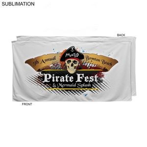Absorbent Microfiber Dri-Lite Terry White Beach Towel, 30x60, Sublimated Full color Logo