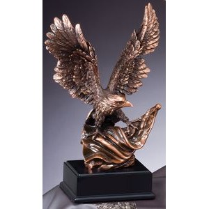 Resin Eagle and American Flag Statue
