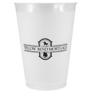 12 oz. Frosted Translucent Plastic Stadium Cup with Automated Silkscreen Imprint