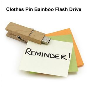 Clothes Pin Bamboo Flash Drive - 32 GB Memory