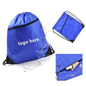 Sports Drawstring Backpack with Front Zipper Pocket
