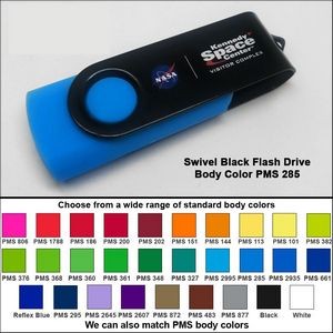 Swivel Black Flash Drive - 64 GB Memory - Body PMS 285