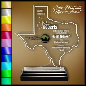 8" Texas Clear Acrylic Award with Color Print and Mirror Accent