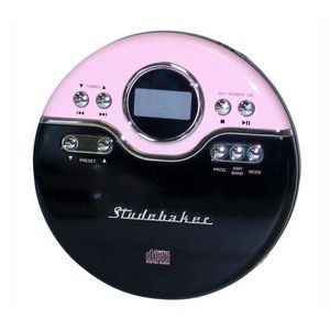 Studebaker Pink & Black Personal CD Player w/45 Second ASP & AM/FM Radio