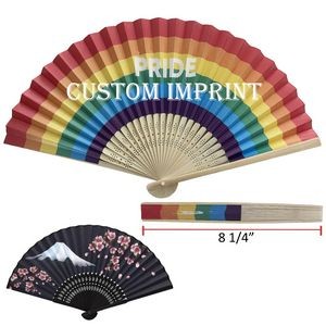 8 1/4" Custom Rainbow Foldable Paper Bamboo Fan