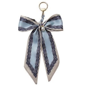 Silk Ribbon Bow Pendant Keychain for Women Purse Handbag