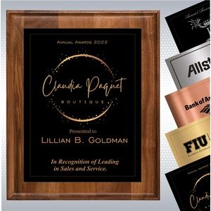Walnut Wood Plaque w/Choice of Single Engraved Plate (5" x 7")