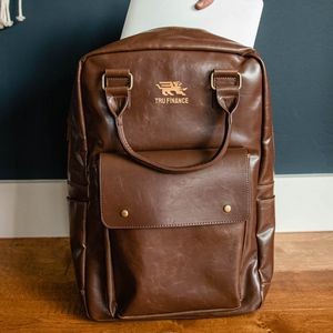 Leather Laptop Backpack - Brown