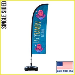 9ft Single Sided Premium Straight Flag with Water Base - Made in the USA