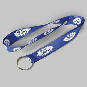 5/8" Blue custom lanyard printed with company logo with Key Ring Hook attachment 0.625"