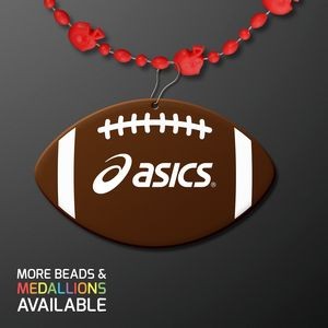 Red Football Party Bead Necklaces with Football Medallion - Domestic Print