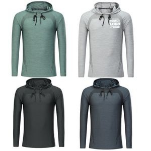 Men's Long Sleeve Running Hoodie Hooded Pullover T-Shirts