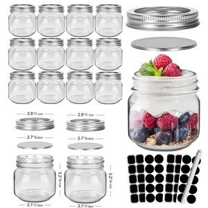 8 Oz Transparent Glass Jar with Lid and Bands