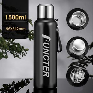 1500ml Insulated vacuum Thermo Bottle with cup Stainless steel coffee bottles for hot and cold drink