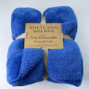 Shetland Sherpa Blanket 50"X60" (Embroidered) - Royal - NEW ITEM!