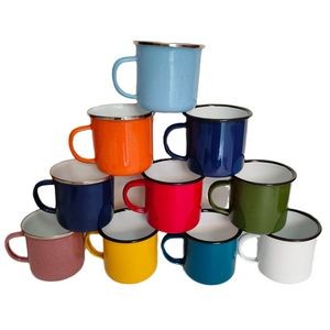 Customized Stainless Steel Rimmed Ceramic Mugs