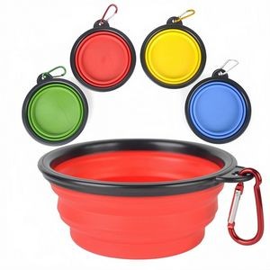 MOQ 1Pcs 12 Oz Collapsible Silicone Pet Bowl With Carabiners