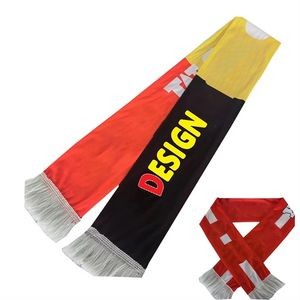 Custom Full Color Polyester Stadium Sports Scarf With Fringe