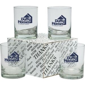 Double Old Fashion Thank You Glasses Set of 4
