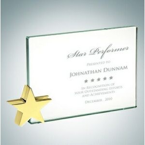 6" Achievement Jade Glass Award Plaque w/Brass Star