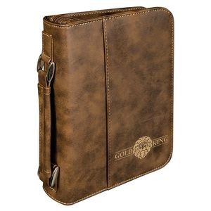 Book Cover with Handle & Zipper, Rustic Faux Leather, 6 3/4" x 9 1/4"