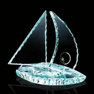 Chipped Sailboat w/Curved Sails - Jade 7"