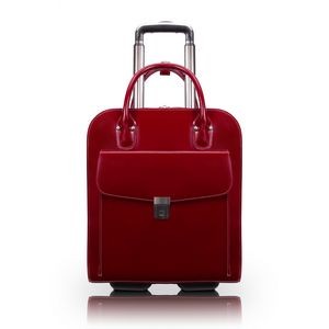 UPTOWN | 15" Red Leather Vertical Wheeled Laptop Case | McKleinUSA