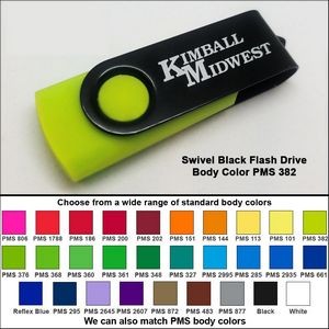 Swivel Black Flash Drive - 64 GB Memory - Body PMS 382