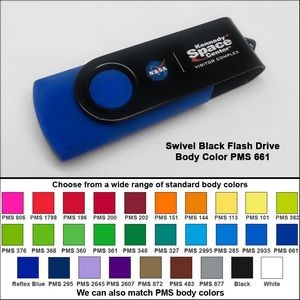 Swivel Black Flash Drive - 64 GB Memory - Body PMS 661