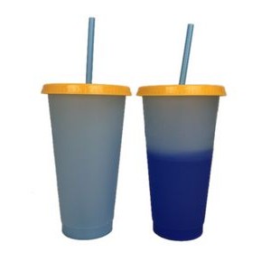 Color Changing 24oz Cold Stadium Cups with Straws & Lids