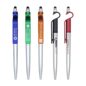3-in-1 Plastic Pen w/Stylus & Cell Stand