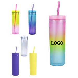 17 Oz. Double Wall Color Changing Straw Tumbler
