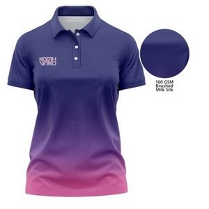 Women's 160 GSM Lightweight Brushed Milk Silk Sublimation Short Sleeve Polo Shirt