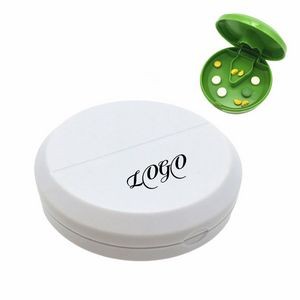 Round Compact Pocket Pill Box With Cutter