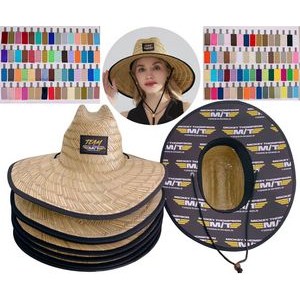 Lifeguard Straw Hat w/Custom Patch & Underneath - 120 Colors & MOQ 50Pcs