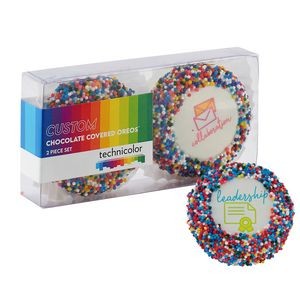 Belgian Chocolate Oreo Appreciation Sets - 2 Piece Rainbow Nonpareil Sprinkles