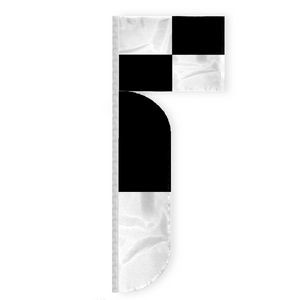 2.5'x3.3'+7.5'x1.65' Nylon Black & White (Quartered- Printed ) High Visibility Flag with Sleeve