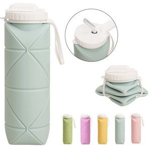 20 Oz. Silicone collapsible Water Bottle with Straw Lid