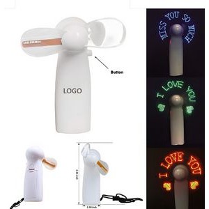 4" Mini Battery Operated Handheld Fan w/LED Neon Message