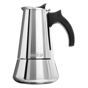 London Sip 10 Cup Stainless Steel Stovetop Silver Espresso Maker